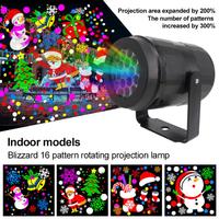 LED Snowflake Projector Lights EU/US/UK 16 Patterns Christmas Projection Indoor Outdoor Lamp Snow Spotlight For Christmas Decor