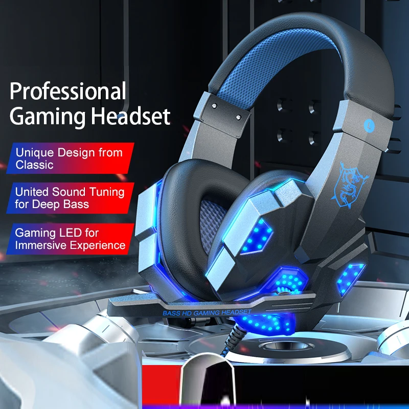 

New Gaming Headphones Wired Computer PS4/PC/7.1mm LED Light Headsets Over Ear Stereo Noise Reduction Mic Earphones