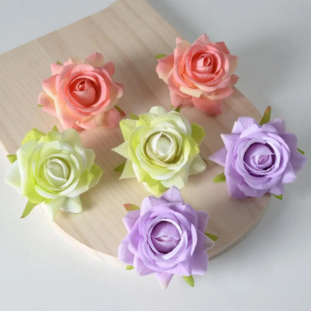 Artificial Rose Flower Head Gift Box Flower Embellishment Soft Artificial Rose Head Real Touch Small Fake Flower Head Roses 97