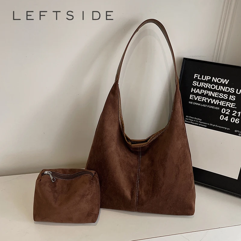 

Левая сторона, дизайнерские сумки на плечо из искусственной кожи для женщин, новинка 2025 года, зимняя сумка-хобо, женская ретро-сумка ​ Роскошные сумки и кошельки из 2 шт./компл.