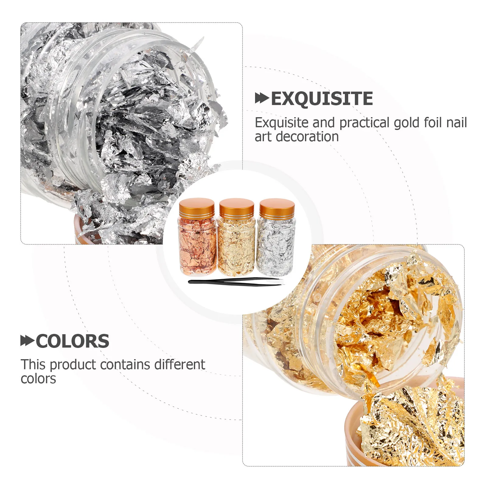 

1 set Gold Foil Flakes Nail Art Decorations Set Diy Manicure Ornament For Natural Artificial Nails Nail Stickers Supplies