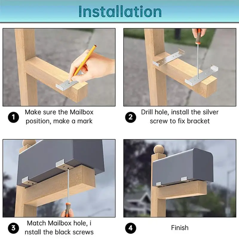 Mailbox Brackets For Post 2pcs Aluminum Mailbox Mounting Support Multifunctional Mounting Supplies With 8 Screws Silver Deck