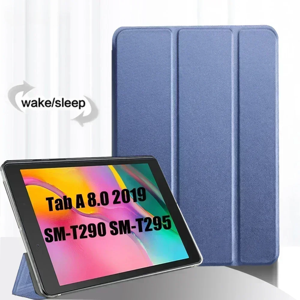 Funda para Samsung Galaxy Tab A 8,0 "2019 funda con tapa para tableta funda de cuero con soporte magnético inteligente carcasa trasera de PC SM-T290 SM-T295