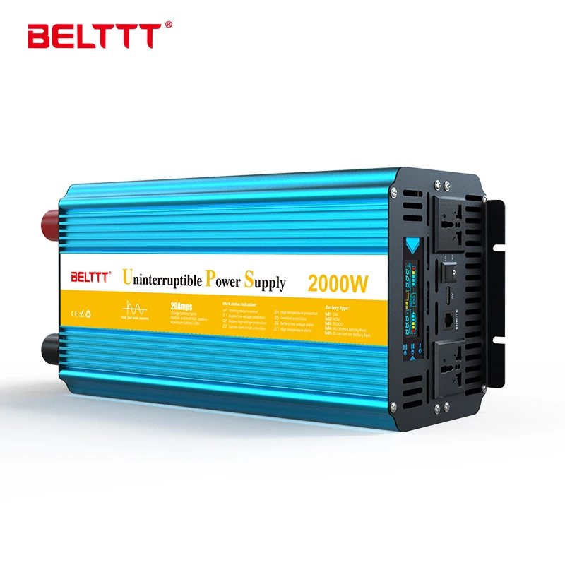 4000W 12V 220v solar pure sine wave power inverters with AC charger 2000watt dc to ac converter battery 2kw charging inverter