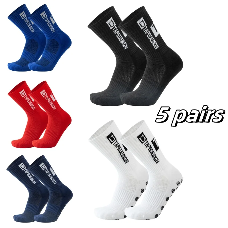 

5Pcs Comfortable Men's Mid-calf Socks, Anti-slip Socks For Men's Running Training