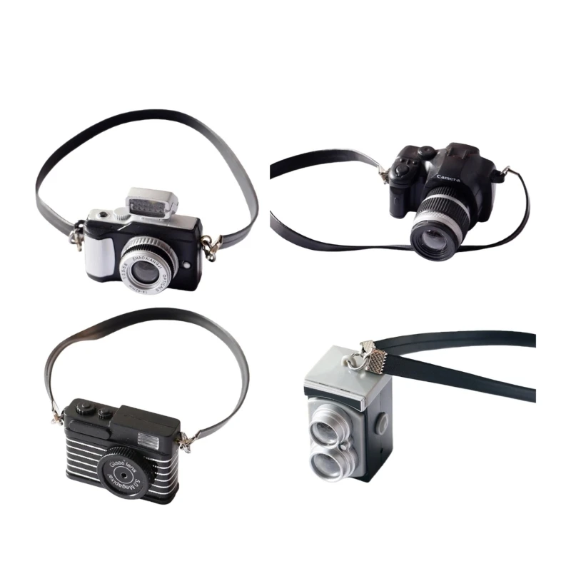Miniaturowy model aparatu DSLR Dekoracyjne rekwizyty do akcesoriów do ekspozycji domku dla lalek 15UB