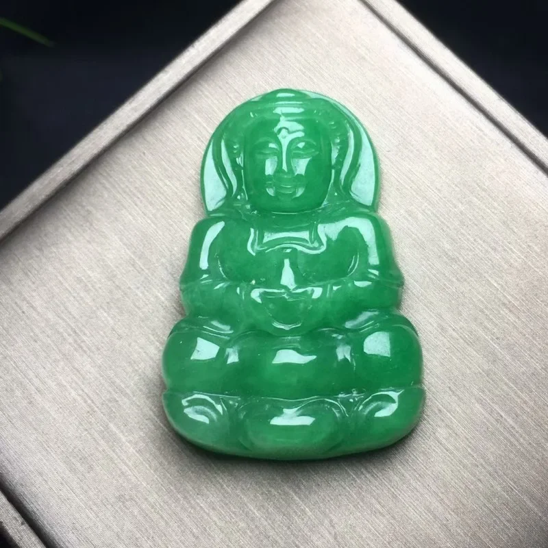 

Natural Bean Green Guanyin Pendant, Classic Fashion Men's Necklace Jewelry
