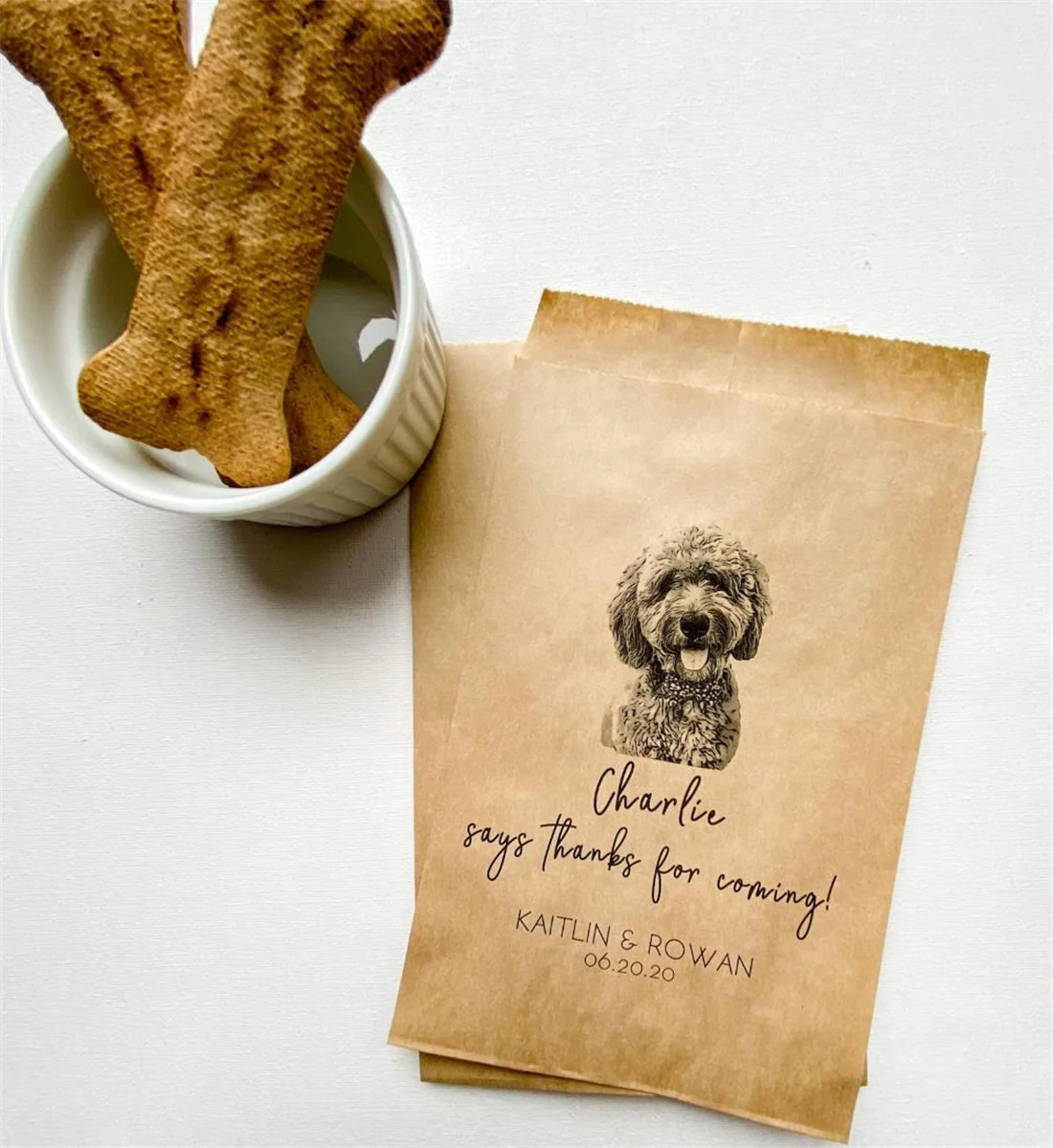 50PCS Personalised Wedding Dog Birthday Favors Bags | Custom Pet Favor Bag | Pet Name Says Thanks For Coming | Doggie Bag