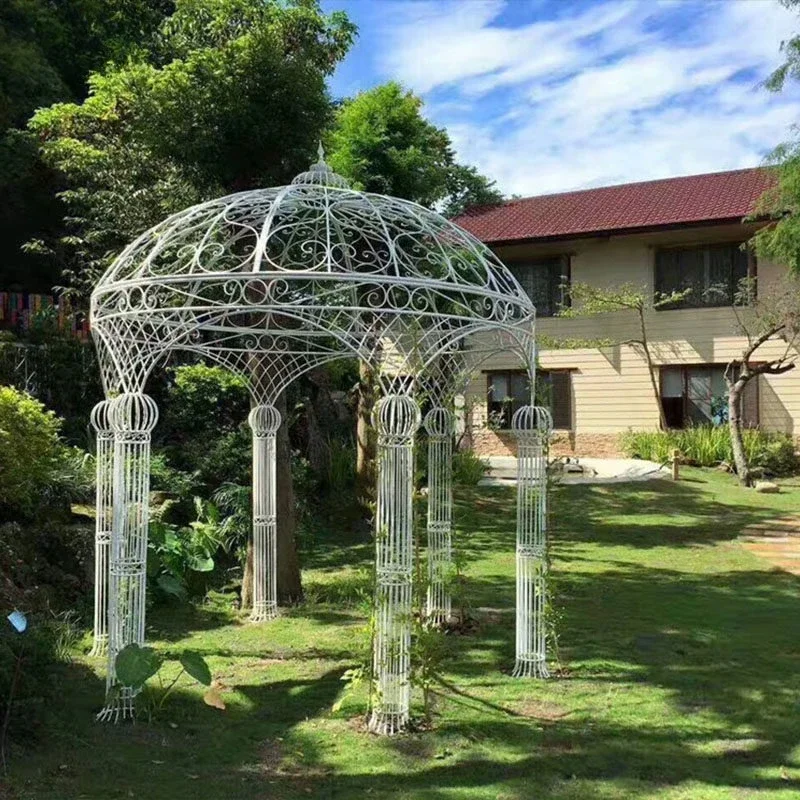 y8- new arrival outdoor pavilion courtyard iron six-column yurt roman hexagonal pavilion garden outdoor garden decoration