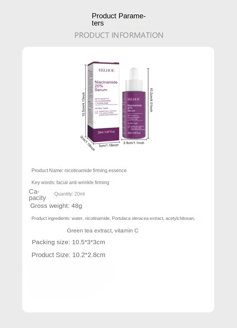 Sdatter 20Ml Eelhoe Nicotinamide De Lifting Face Serum Gezichtsverzorging Lift Fade Spots Franse Lijnen Rimpels Delicate Poriën Co