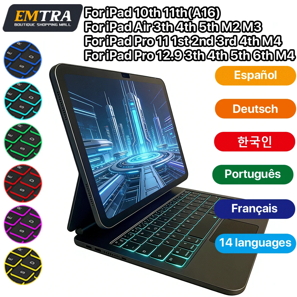 

Magic Keyboard for ipad A16 2025 11th 13 12.9 6th 5th 4th 3rd 10.9 10th Generation Wireless Keyboard Magnetic German Smart Cases