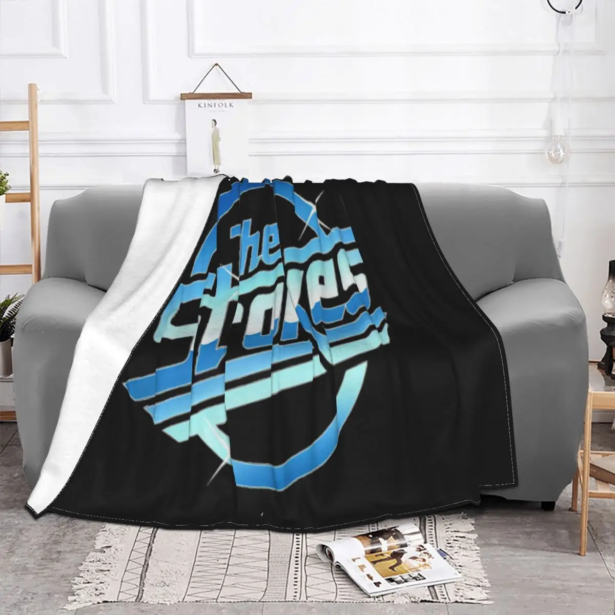 T The Strokes Pop Rock White Music Memorabilia Retro Vintage Distressed Throw Blanket