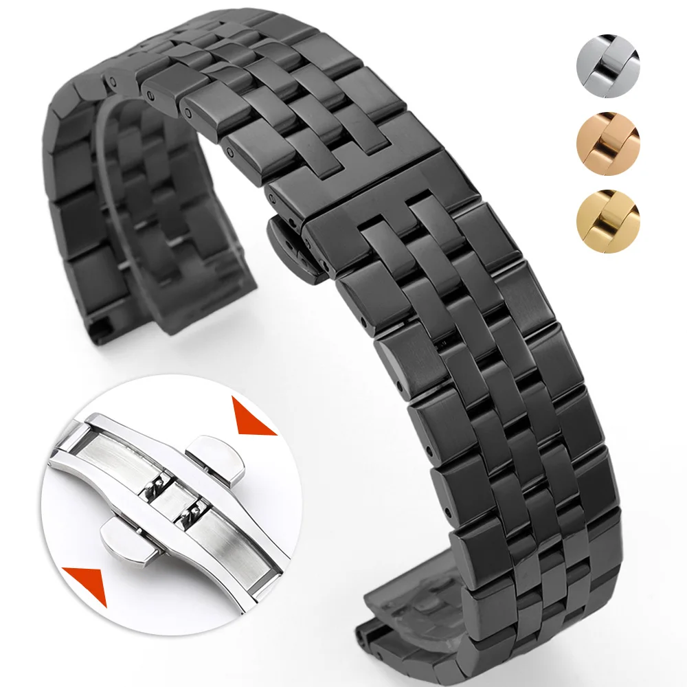 

Flat End Quick Release Stainless Steel Watch Band 20mm 22mm Butterfly Buckle Metal Strap for Tissot Universal Wrist Bracelets