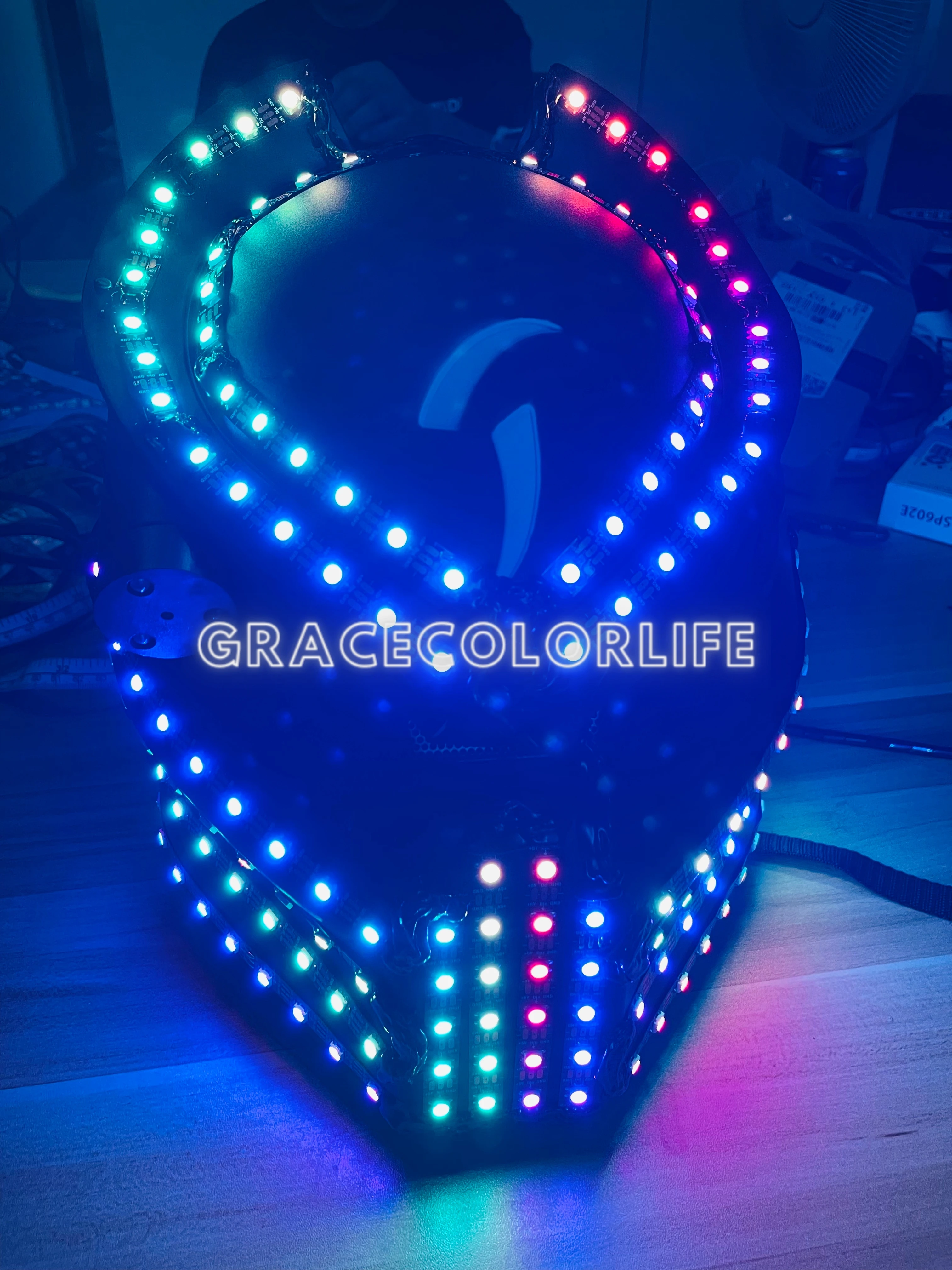 Colorful LED Lights Helmet Holiday Party Stage Performance Bar Nightclub Costume Accessories Robot Helmet Cosplay Mask
