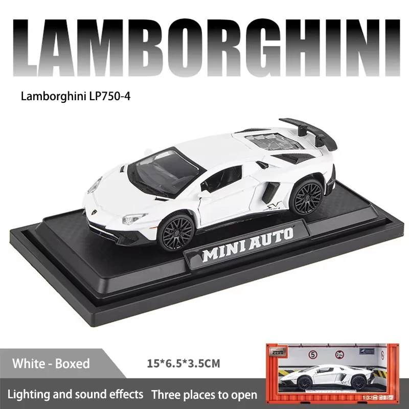 

1:32 Lamborghini Aventador LP750-4 Alloy Sports Car Diecast Model Sound & Light Series Children's Toy Kids Gift Birthday Present