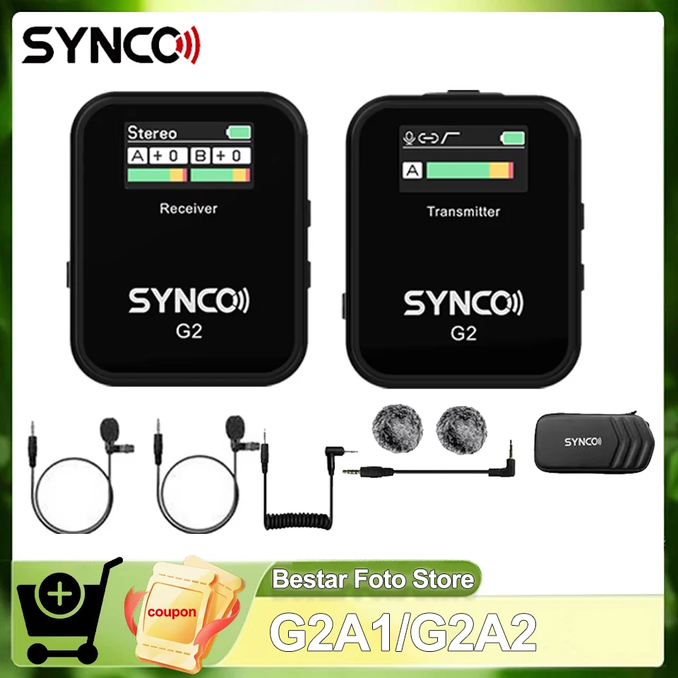 Synco G2 A1 G2 A2 Professional Digital 2.4Ghz Lapel Wireless Microphone Built-in External Mic Quick Charge for Recording