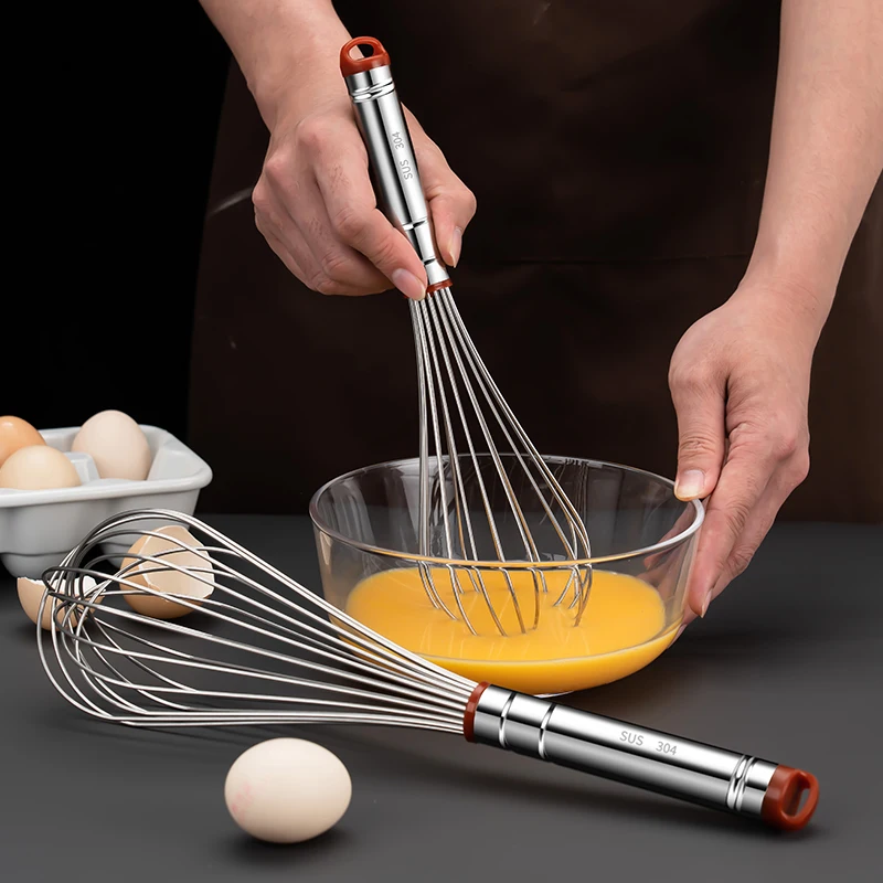304 Stainless Steel Egg Beater Commercial Manual Stirring Stick Handheld Egg Whip Egg Whip Household Baking Tool