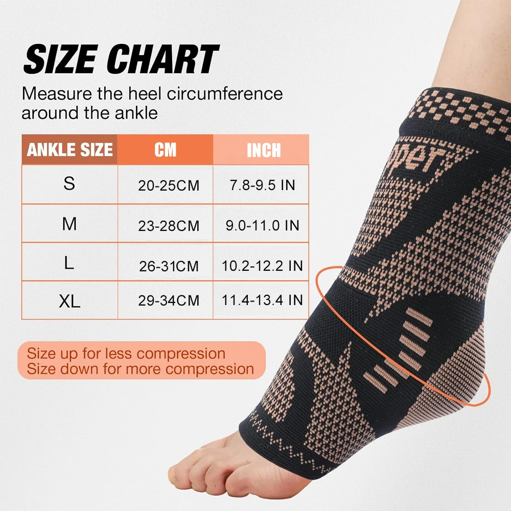 남성 여성을 위한 2PCS 구리 발목 보호대, 발바닥 - Ankle Brace Sock 리뷰 및 가격