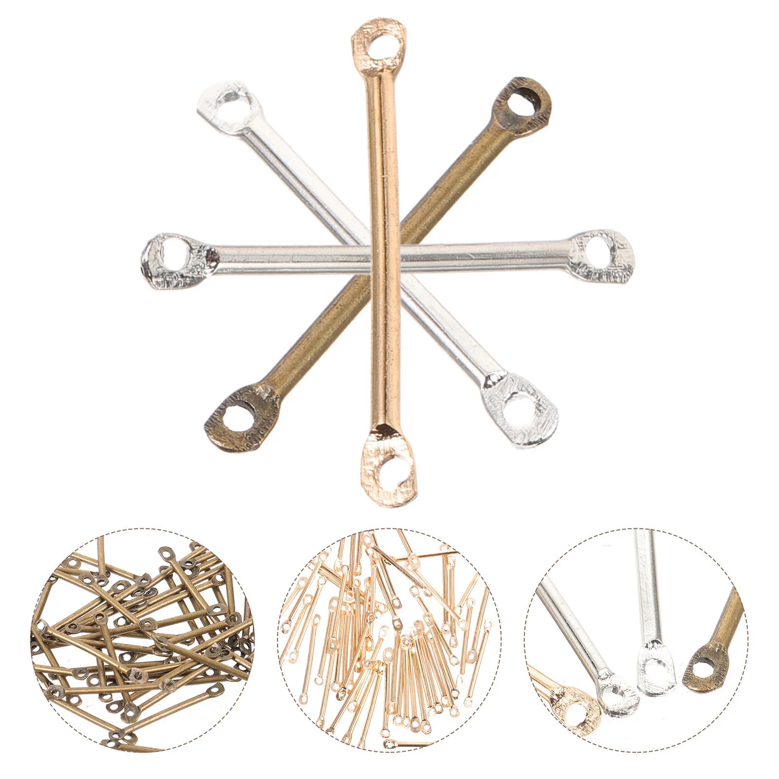 200 Pcs Double Hole Round Connecting Rod of The Lid DIY Jewelry Connector Necklace Material Charms Bracelet Supplies Metal Link