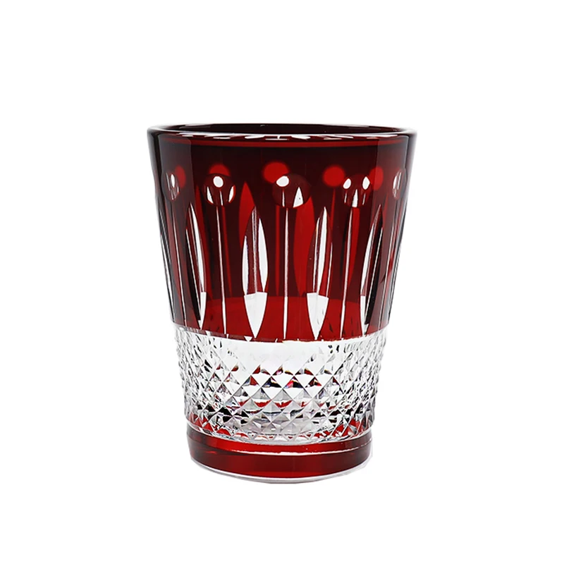 High Quality Louis Colored Edo Kiriko Handmade Hand Cut Crystal Drinkware Whiskey Wine Glass 10oz 1PC