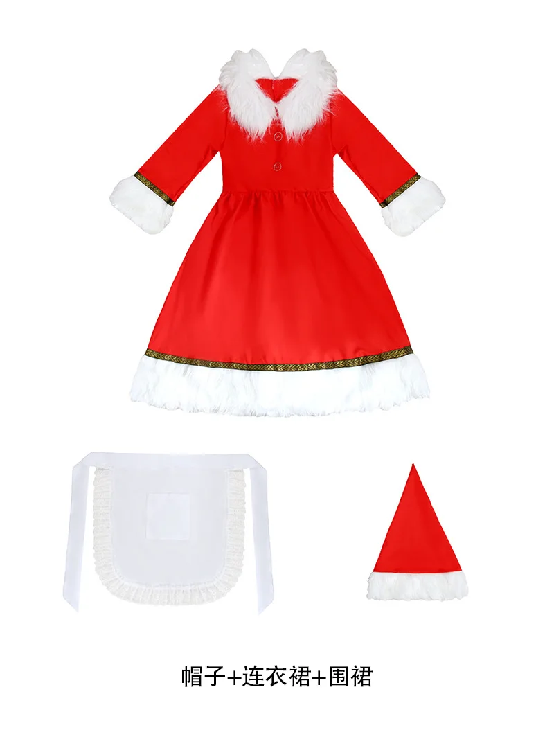 Kostum Cosplay Nona Claus Natal Kartun Gaun Nona Claus Wig Pesta Pertunjukan Halloween Pakaian Panggung Permainan Peran Properti Istri Santa