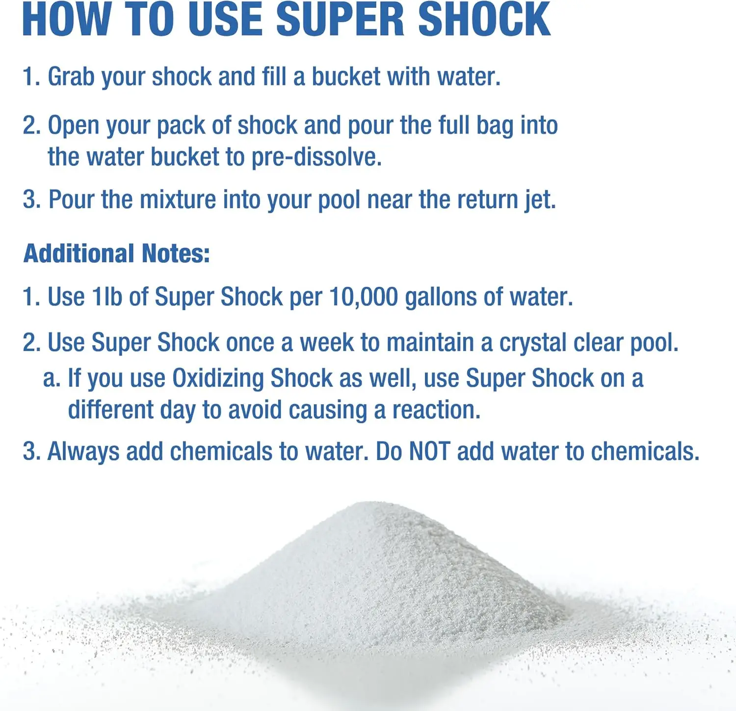 Super Pool Shock |Chlorine Shock, Quick-Dissolving, Fast-Acting 68% Granular Pool Shock | 24 x 1lb Bags, Proudly Made in The USA image 5