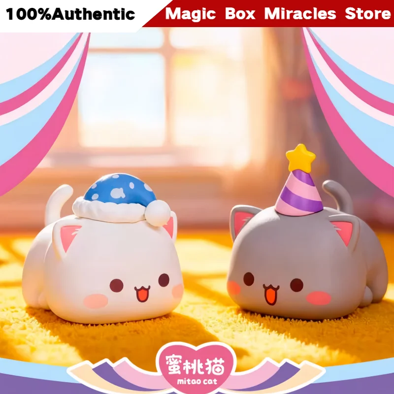 Nuevo Original Mitao Cat Peach y Goma's Sweet Mini Universe Series Blind Bag Figura Miniatura Linda Kawaii Coleccionable Decoración de Escritorio Regalo