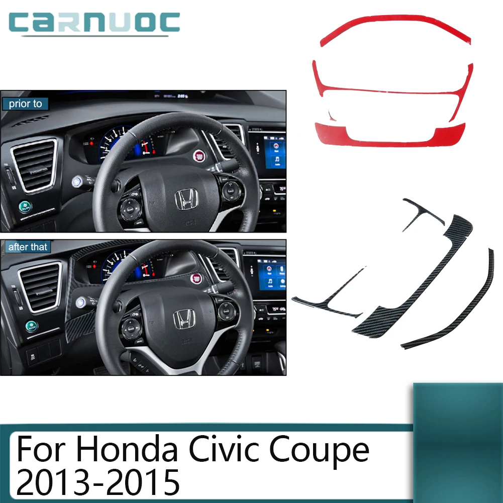 Carbon Fiber Speedometer Surround Styling Stickers For Honda Civic Coupe 2013 2014 2015 Car Interior Decorative Accessories