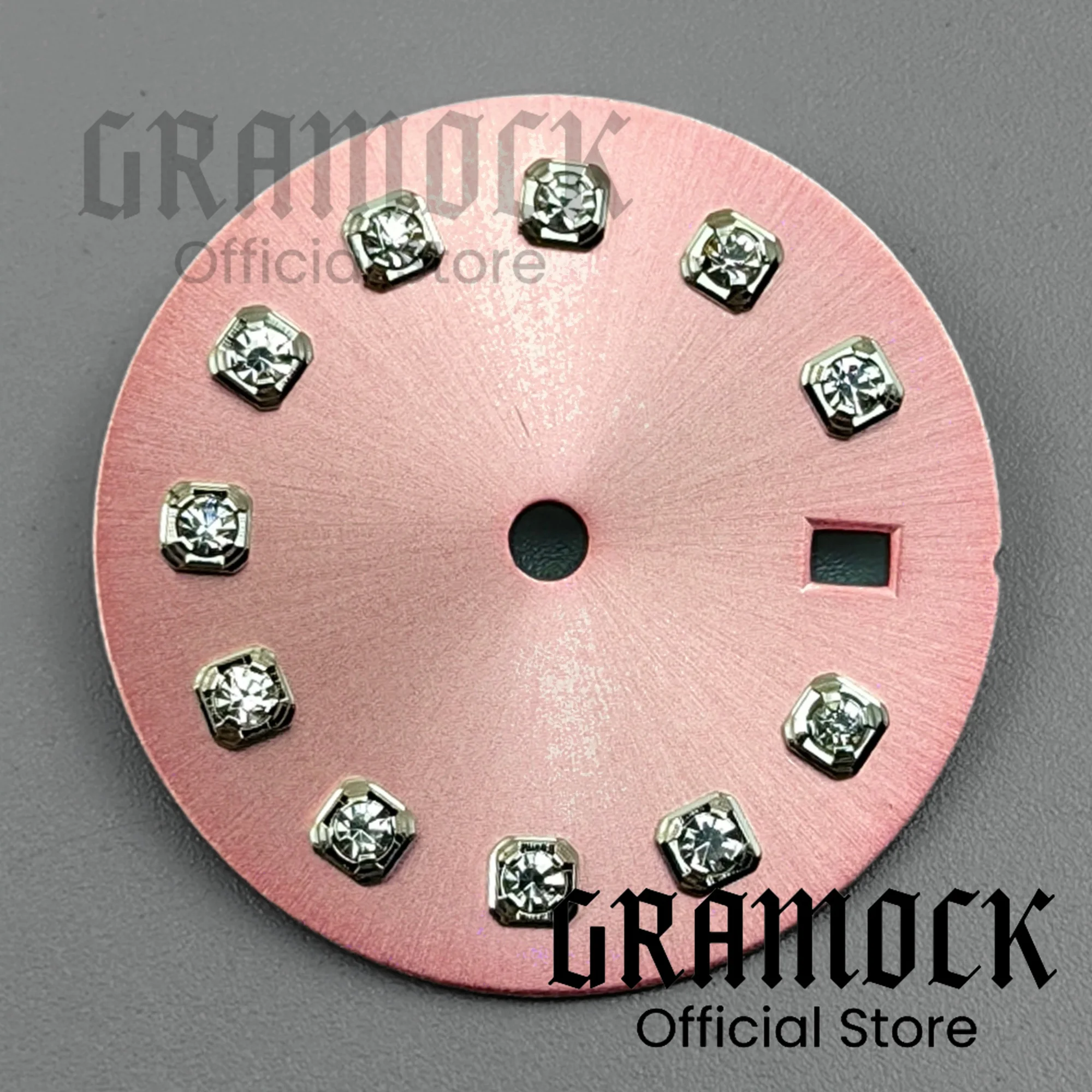 GRAMOCK 20.5mm Lady's NH05 Pink Sunburst Watch Dial Diamond Index Date Window Fit NH05 NH06 Movement For 26mm Women's Watch Part