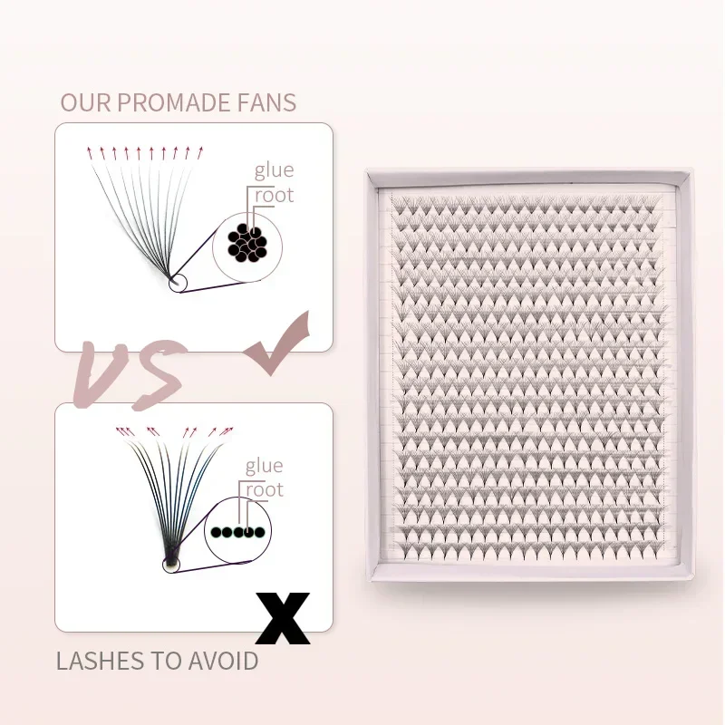5-box 600 Fans XXL Mega Tray Matte Ultra Dark Premade Volume Fan Pointy Base Promade Fans Eyelash Extensions