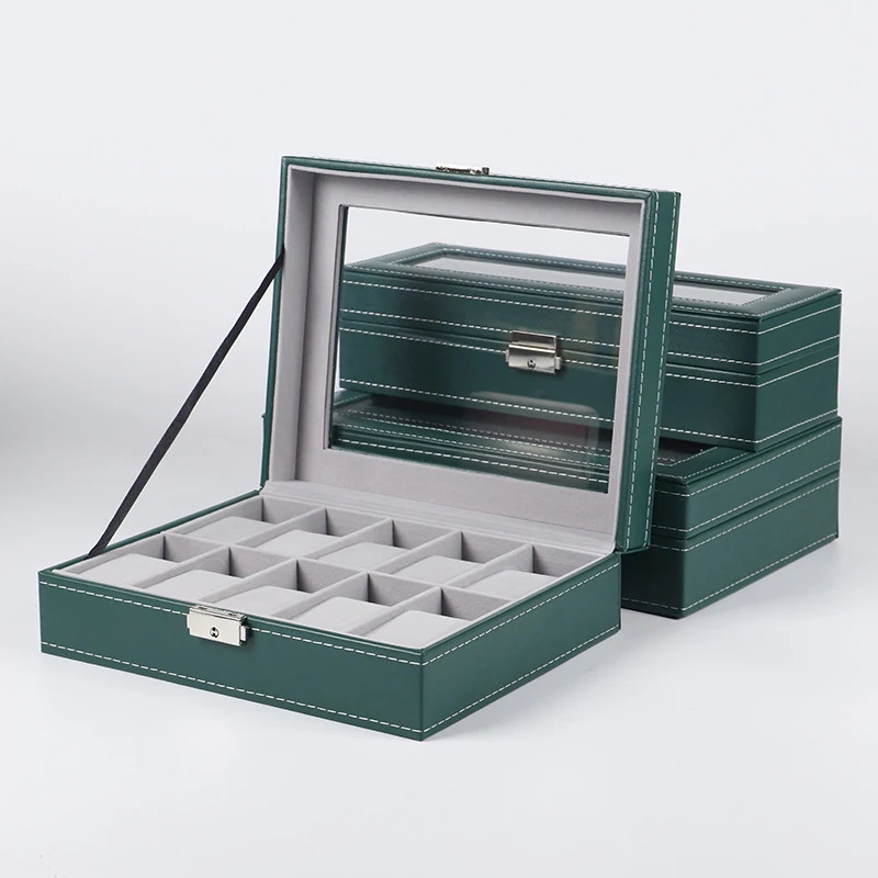 2023 Watch Box New PU Leather 6/10/12/20 Girds Watch Case Storage Box Watch Holder Box Organizer Watch Display Box