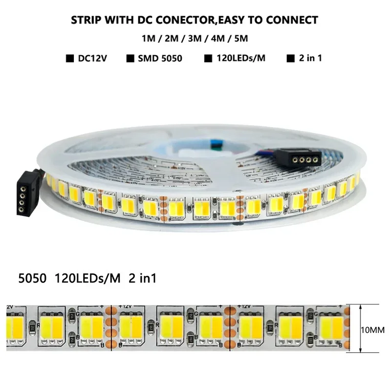 Zigbee 3.0 CCT LED Strip Light DC12V 5050 120leds/m Dimmable Backlight LED Light Rome Decor Tuya APP Voice for Alexa Google Home