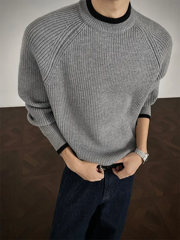 

Loose Casual Color Blo Small round Ne Pullover Knitted Sweater for Men Autumn Winter Comfortable Soft Acrylic Knitwear