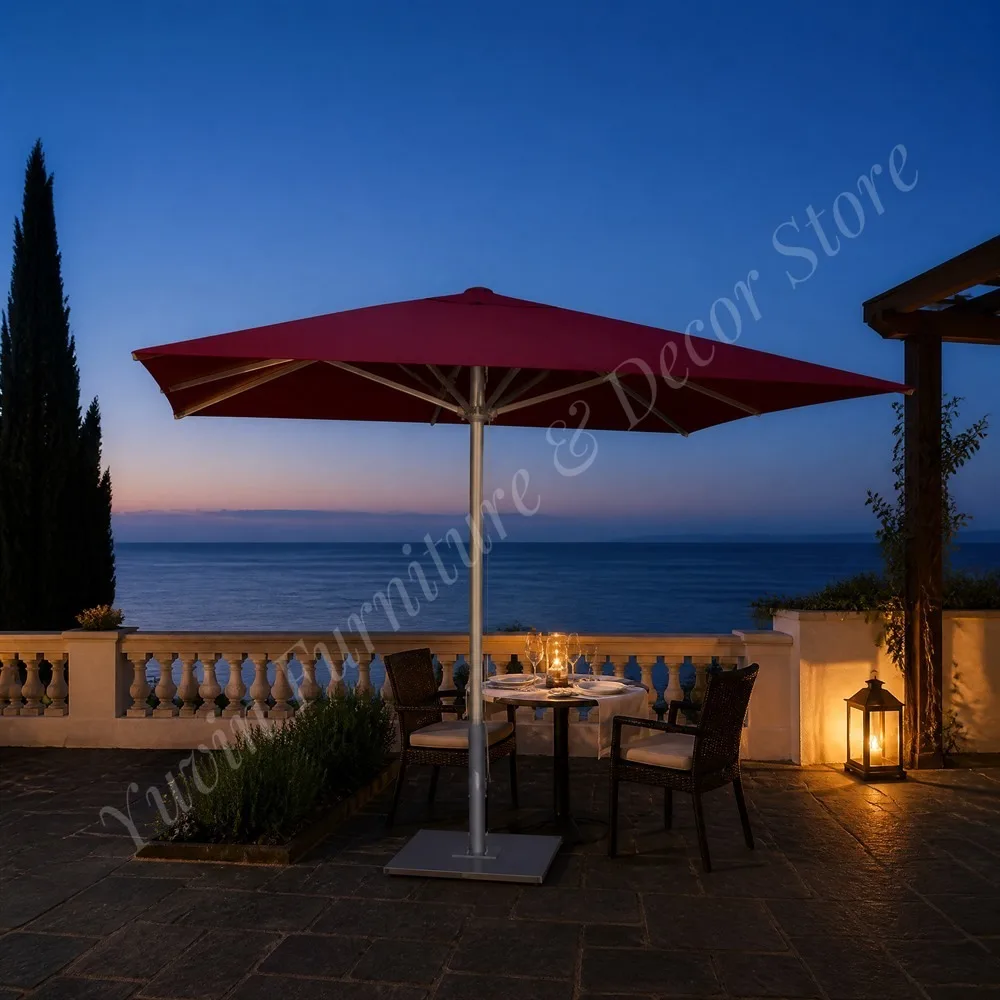 Center Pole Patio Umbrella with Crank Lift, Aluminum Pole and Waterproof UV Resistant Fabric for Garden Poolside Restaurant