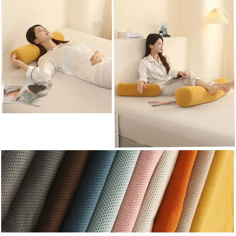 

Removable Round Bolster Pillow, Bed Pillow with Cover Roll Head Leg Back Lumber Support Travel Column Bolster Nursing Pregnancy