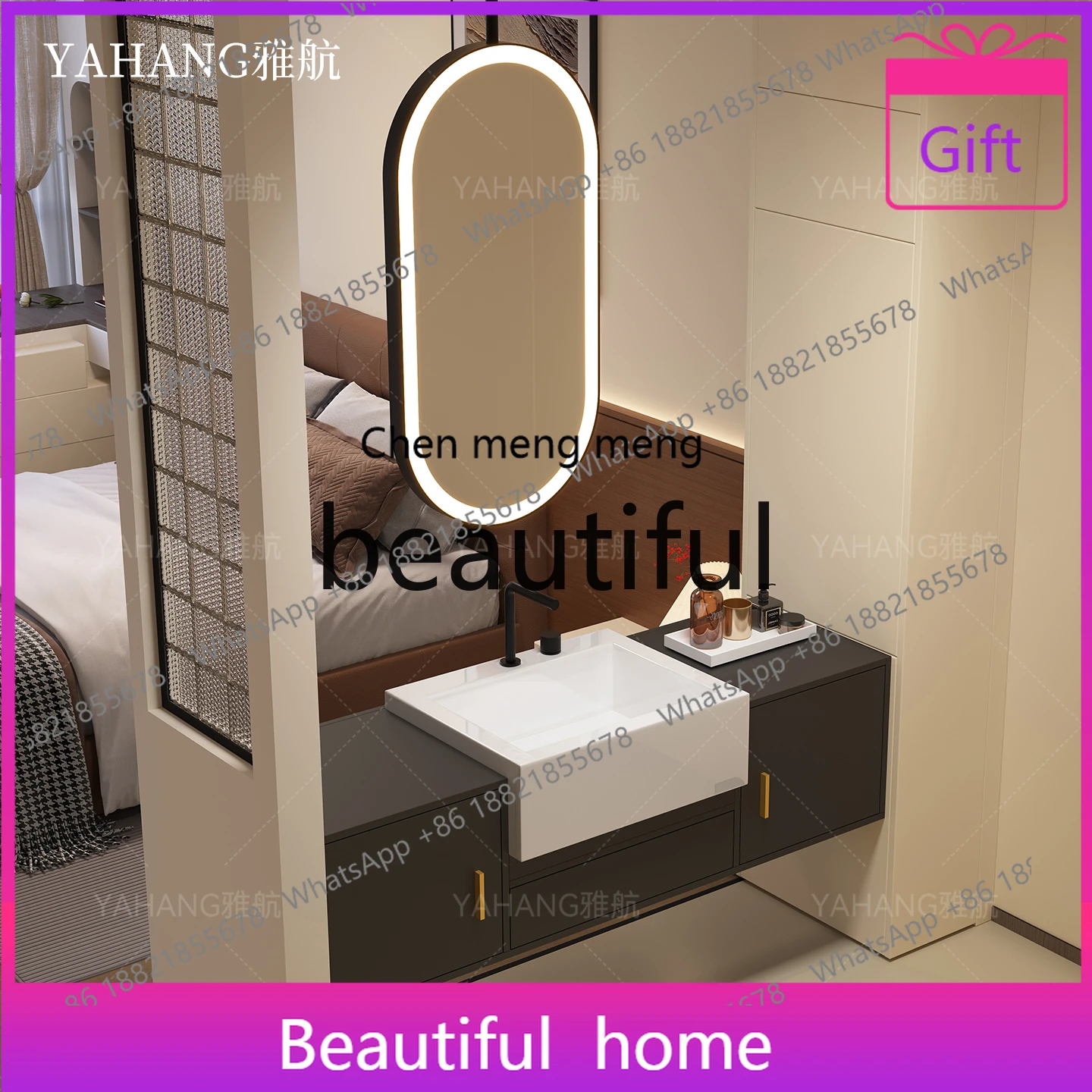 

Bathroom Cabinet Slate Integrated Seamless Basin Toilet Hand Wash Table Single Double Basin