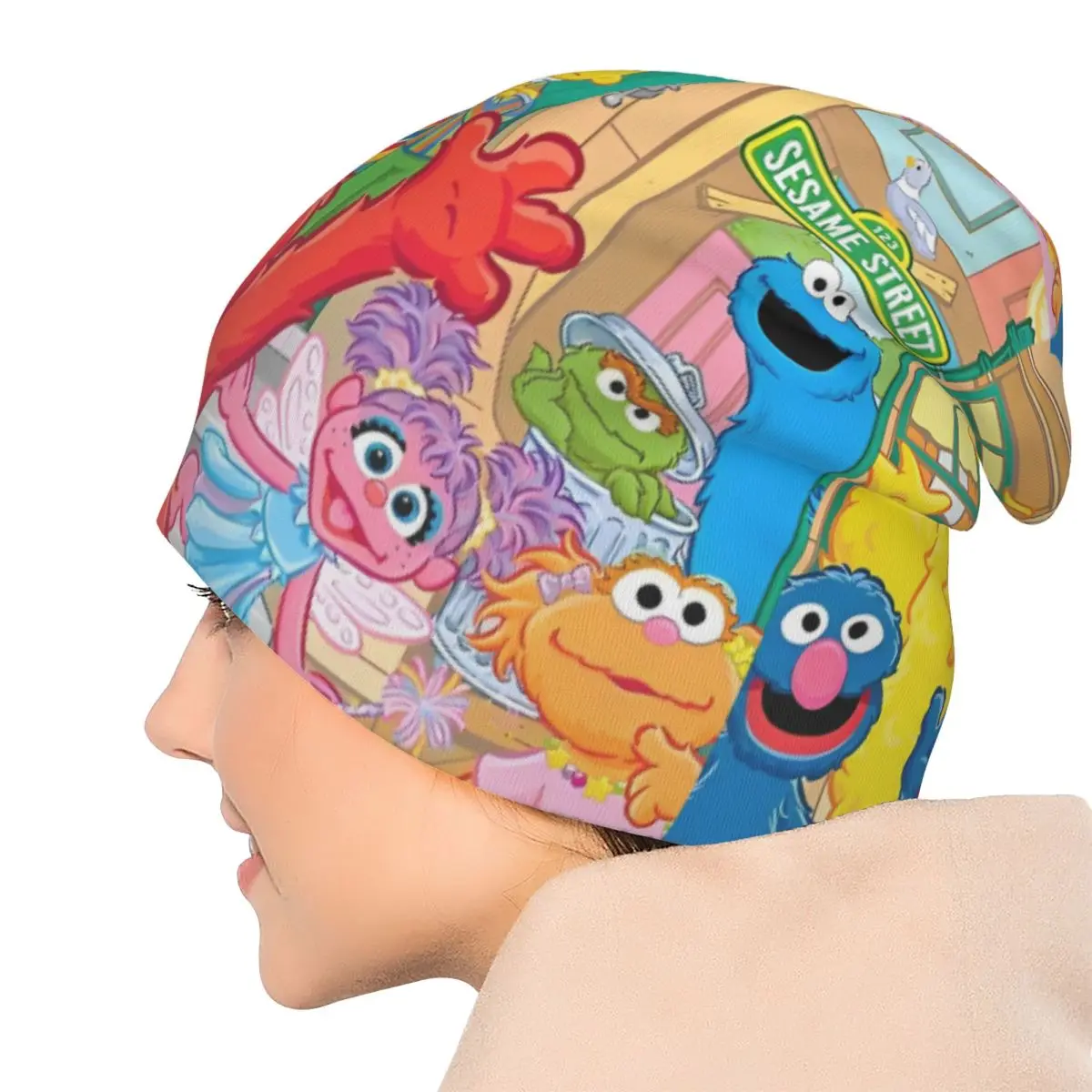Comedia s-sésamo Street gorras Barrio Sésamo dibujos animados Vintage hombres mujeres calle Skullies gorros sombreros verano cálido gorro de doble uso