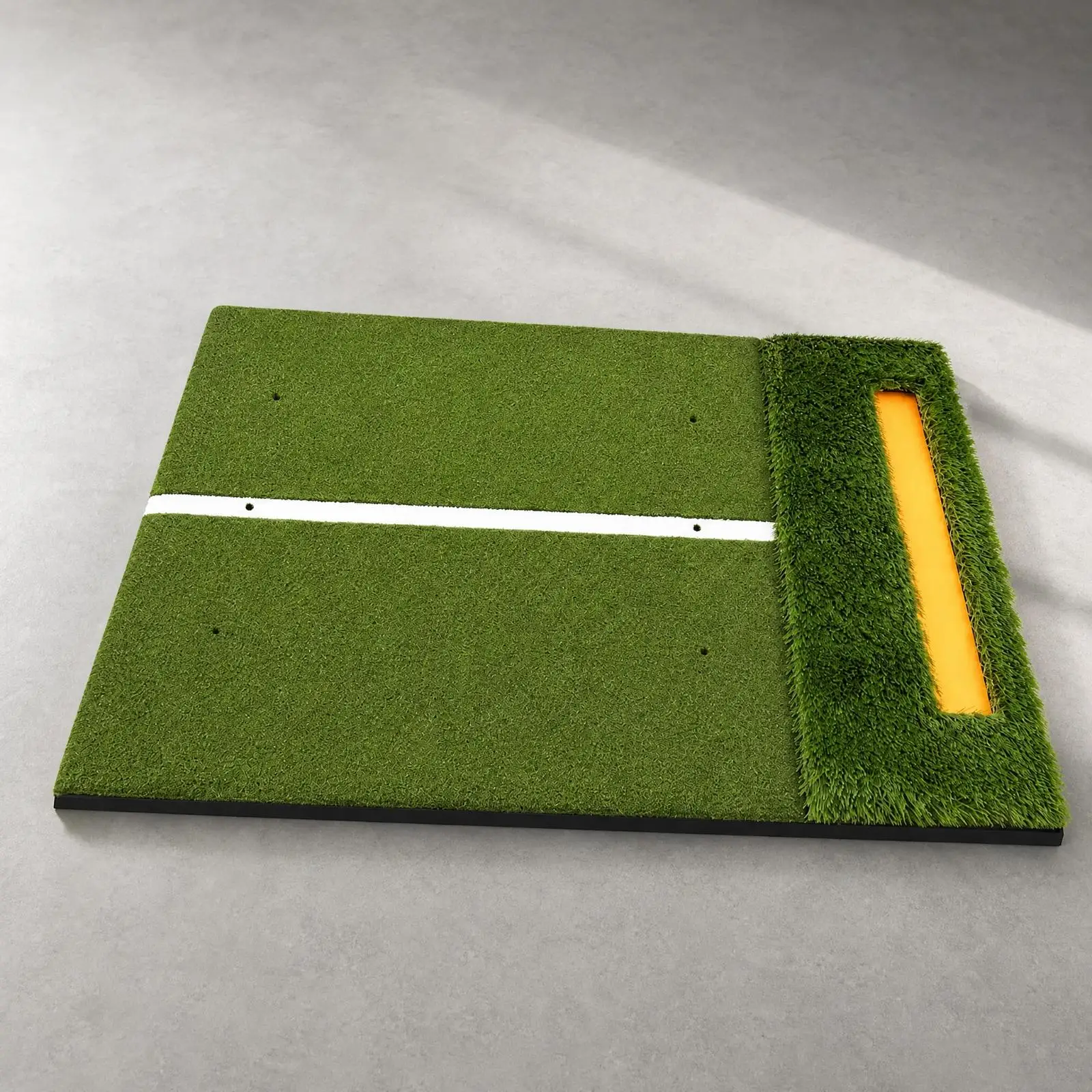 Double Layer Golf Swing Practice Pad for Chipping and Putting Training Turf Surface with Alignment Lines and Ball Holder