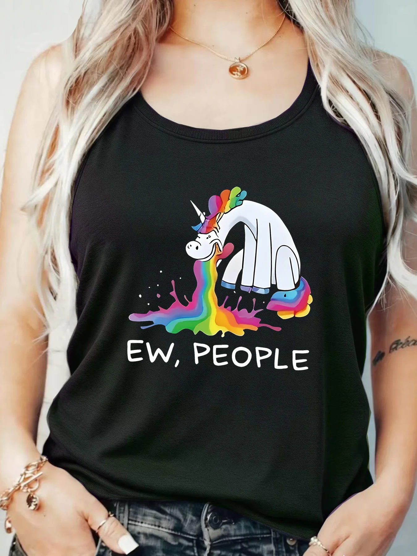 

Loose Fit Printed Pocket T-Shirt for Women with Ribbed Collar round Neck 1-8XL plus Size Comfortable Casual Vest