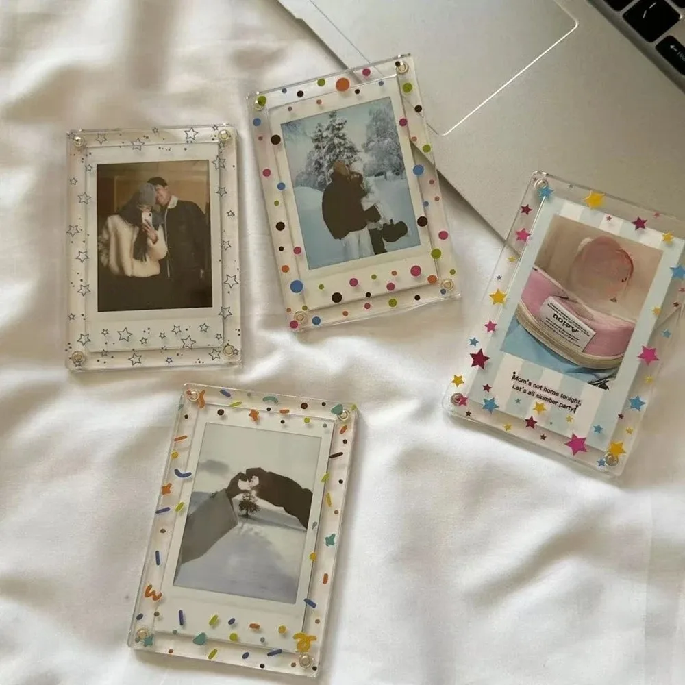 Suitable for Polaroid Mini 3-inch Photo Magnetic Star Wave Dot Pattern Photo Frame, Refrigerator Sticker, Valentine's Day Gift