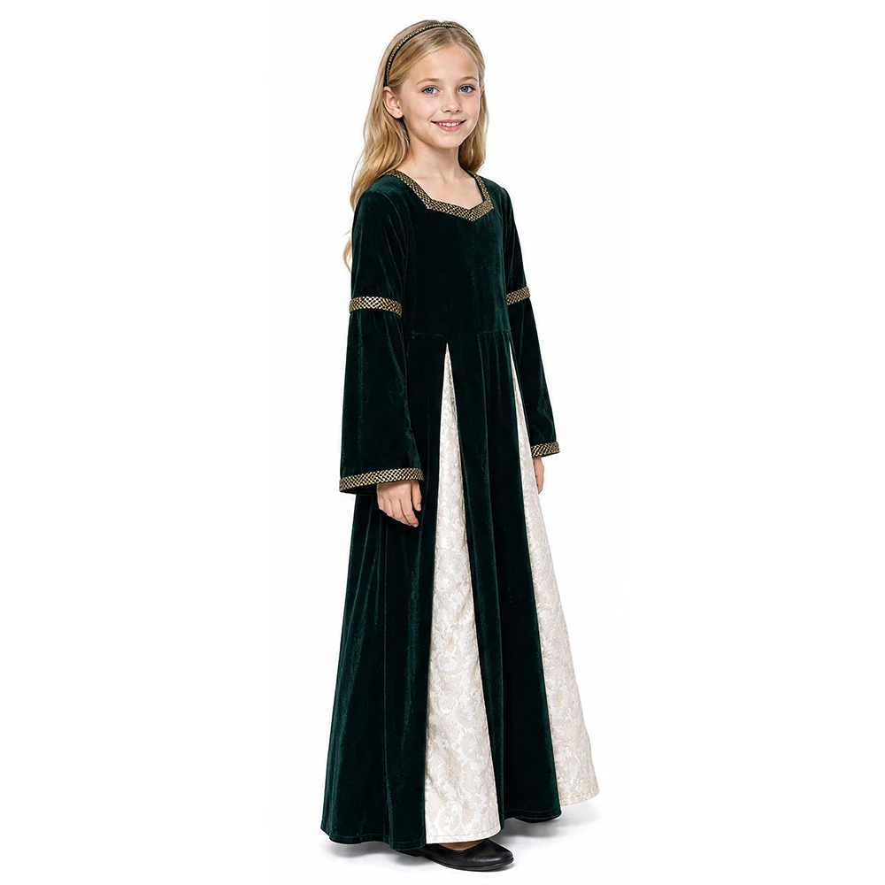 Medieval Renaissance Style Velvet Dress for Girls Stage Costumes for Musicals Palace Style Holiday Party Costumes - view 6