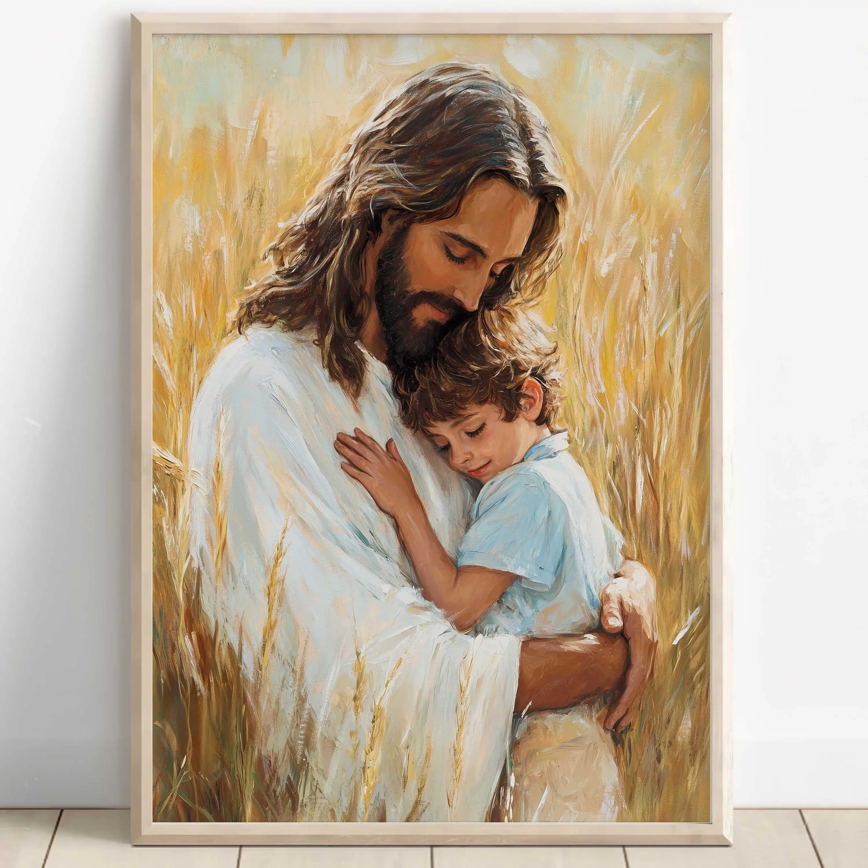 Christian Jesus Christ Saves Lamb Children Mary Poster Print Wall Art Pictures Canvas Painting Living Room Bedroom Home Decor