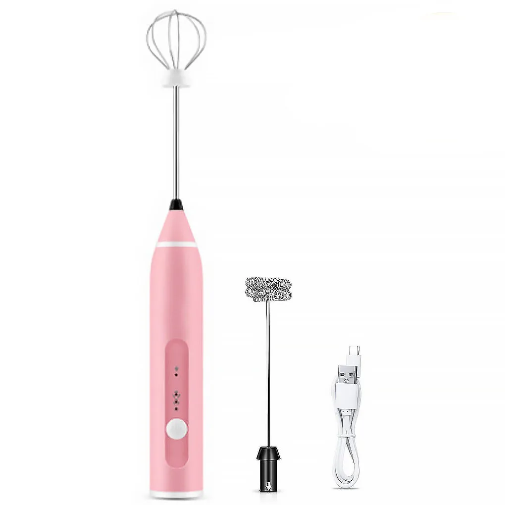 Electric Milk Frother Rechargeable Egg Beater 3 Speed Foam Maker Handheld Whisk Drinks Mixer, Silver