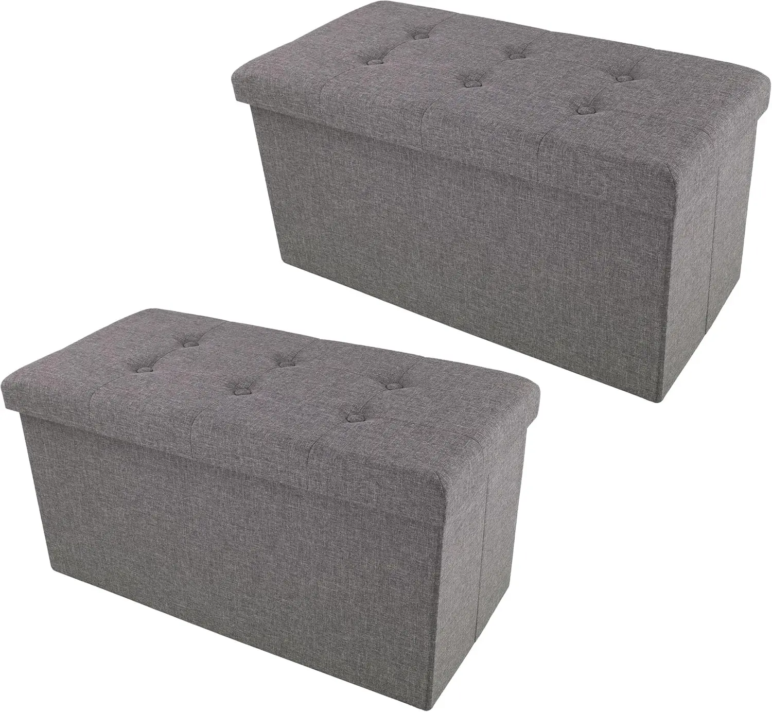 Lavish Home Ottoman Set Of 2 - Ottoman Foot Rest, Linen Chest, Or Storage Bench Set - 30In Ottomans For Living Room, Bedroom,