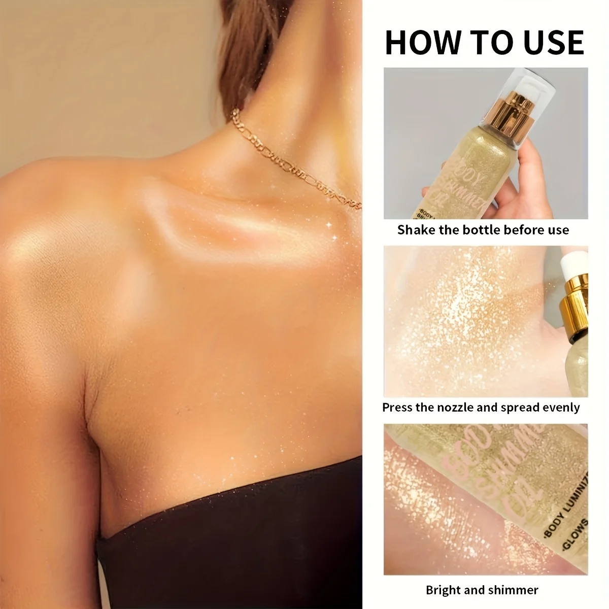 100 مل/3.381 فلوريدا أونصة، زيت لامع للجسم | هايلايتر مرطب ومضيء للوجه والجسم والشعر، توهج مشع فاخر #6