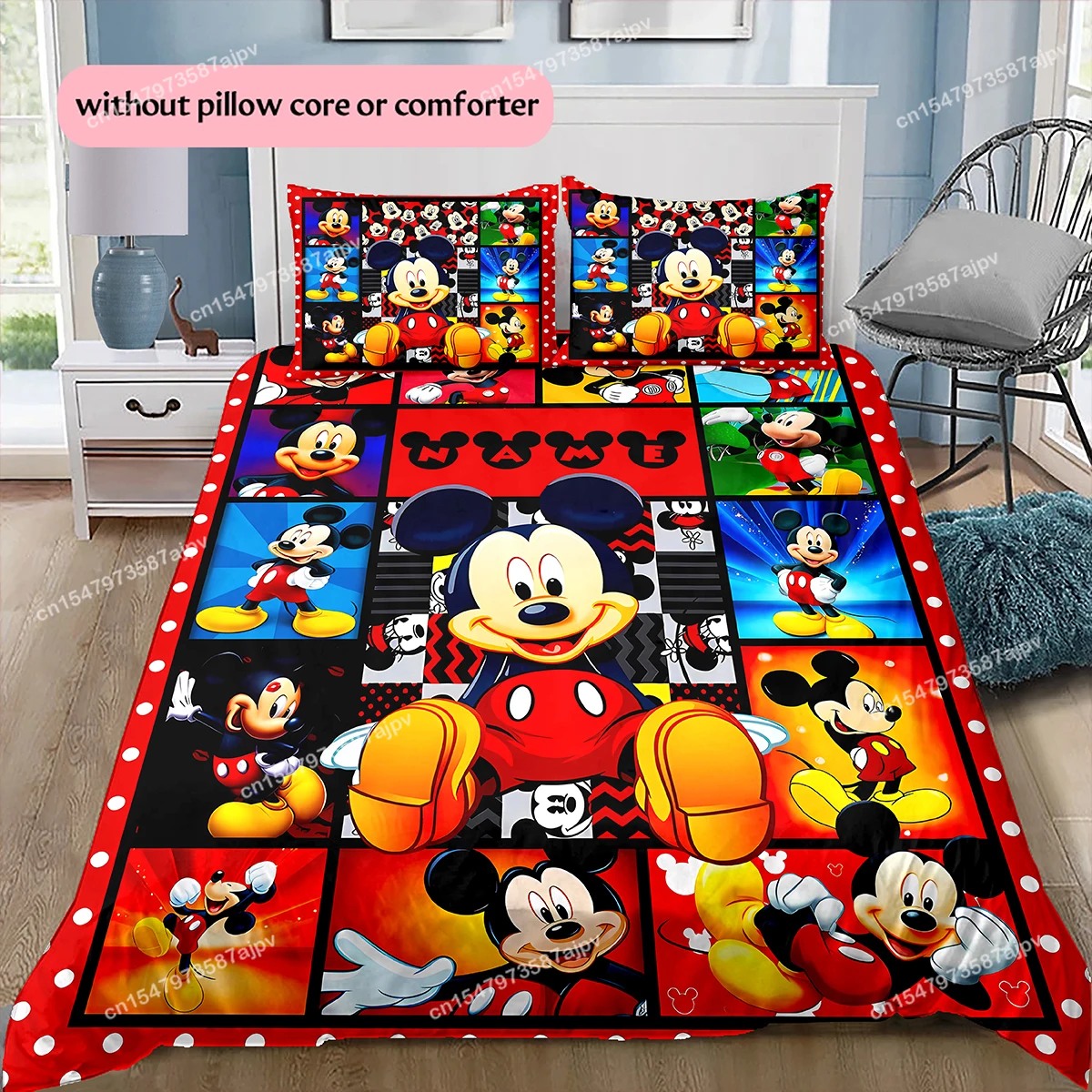 

Personalized Duvet Custom Disney Mickey Minnie Bedding Set King Twin Child 3 Piece Mircofiber or Polyester Duvet Cover Set-QIAO