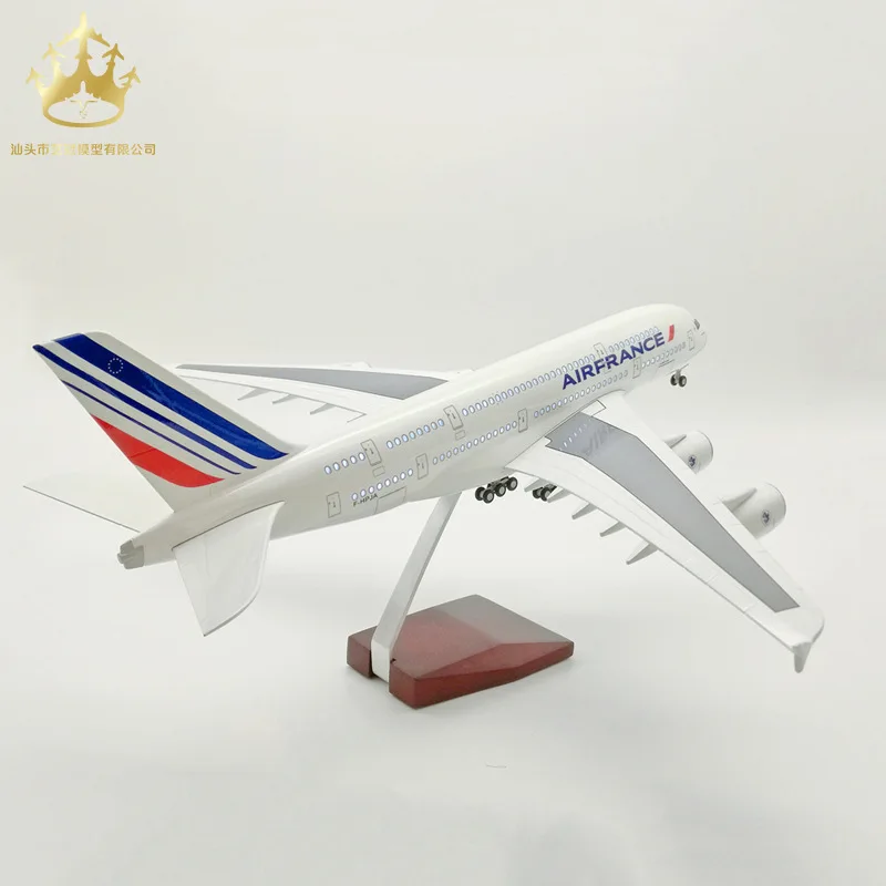 Airbus A380 French Airlines landing gear simulation with lights, civil aviation aircraft model, model airplane gift