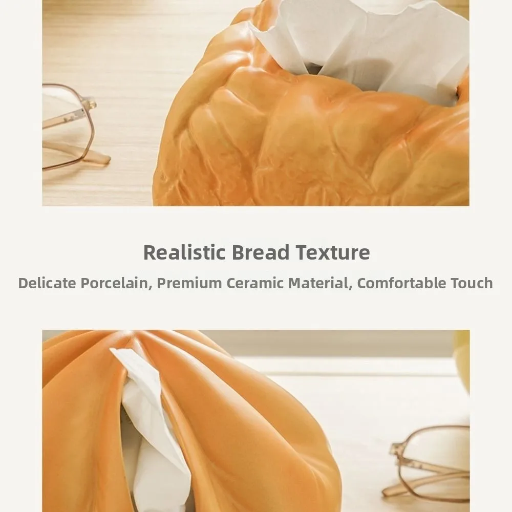 

Home Decoration Organizer Bread Shape Ceramic Tissue Box Exquisite Household Napkin Holder Modern Stylish Paper Box Coffee Table