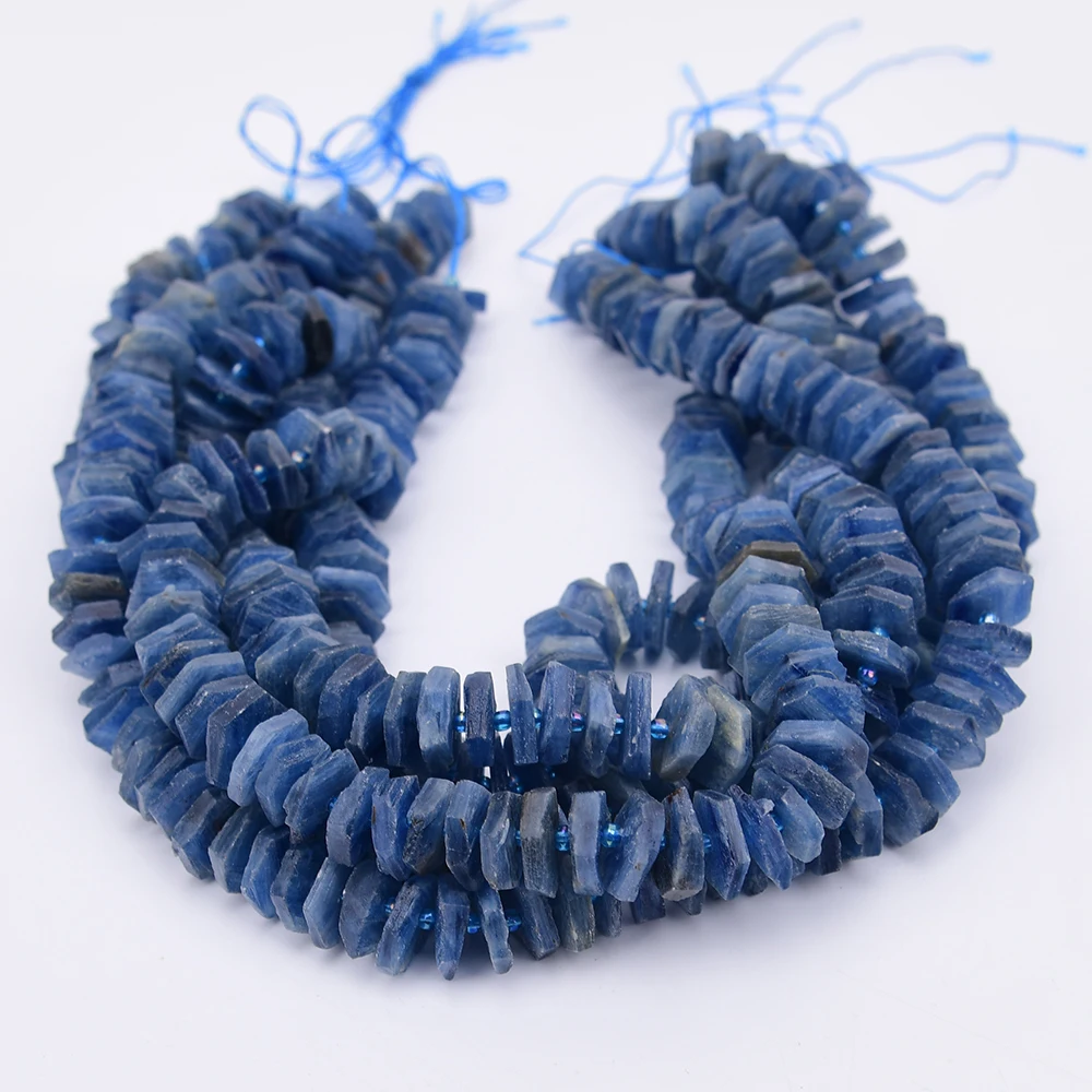 APDGG Natural Blue Kyanite Quartz Raw Rough Wheel Disc Slice Loose Beads 15.5" Strands Jewelry Making DIY view 3