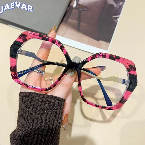 JAEVAR, nueva montura de gafas Retro, montura de gafas poligonal ultraligera para mujer, montura graduada óptica antiluz azul BL2408